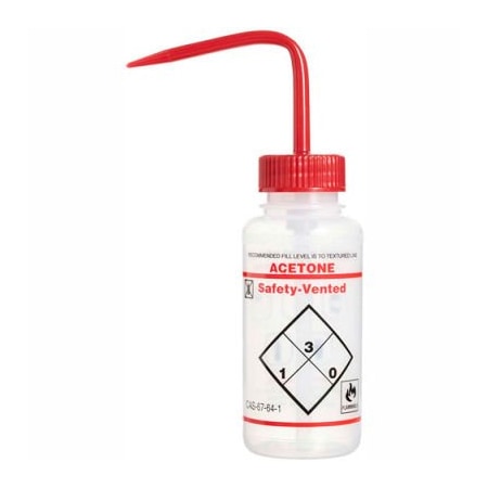 Bel-Art Bel-Art LDPE Wash Bottles 116430222, 250ml, Acetone Label, Red Cap, Wide Mouth, 3/PK 11643-0222